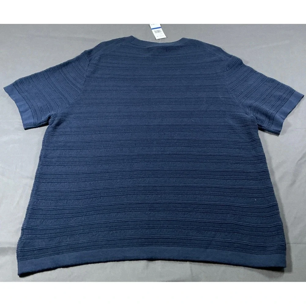 Aeropostale Mens Textured Knit Short Sleeve Sweater Navy Blue XL 145122